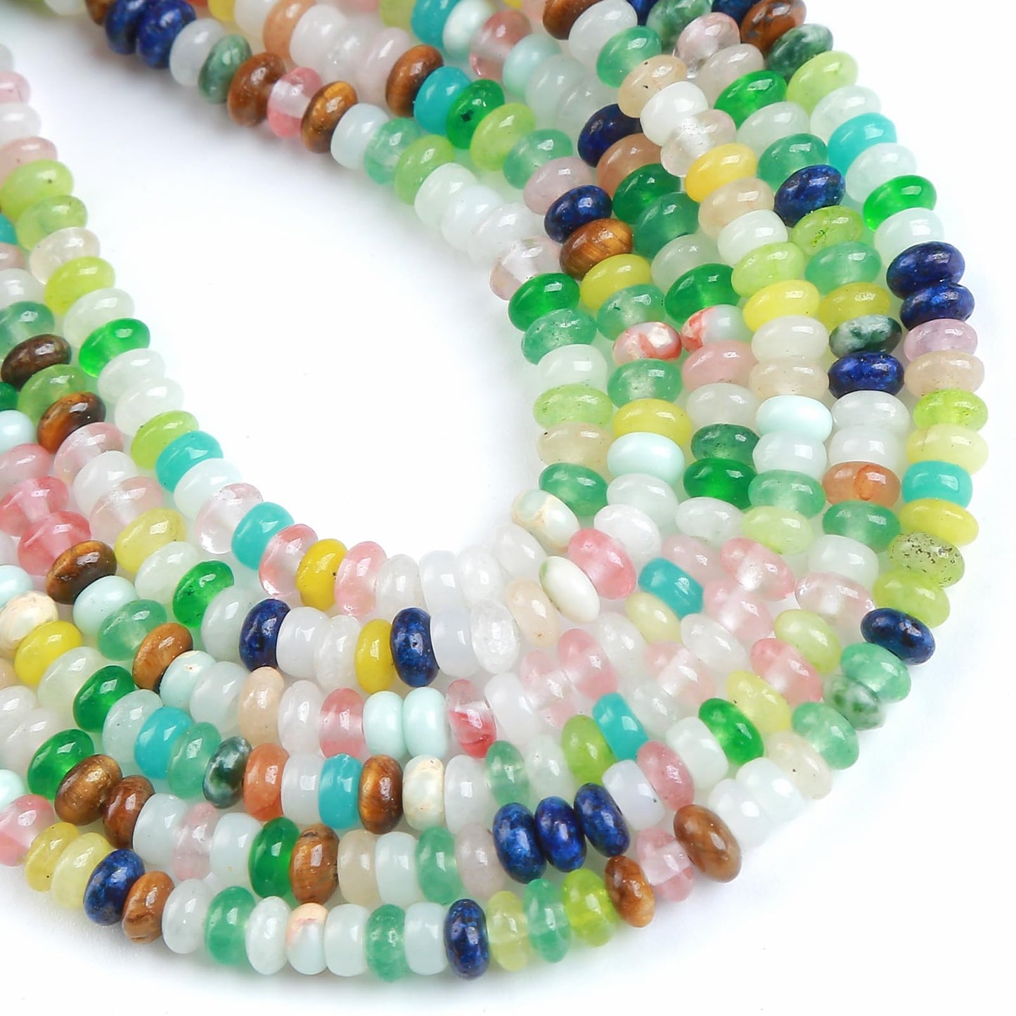 ZXYMLZI 150PCS 2x4mm Colorful Stone Rondelle Beads for DIY Jewelry Making