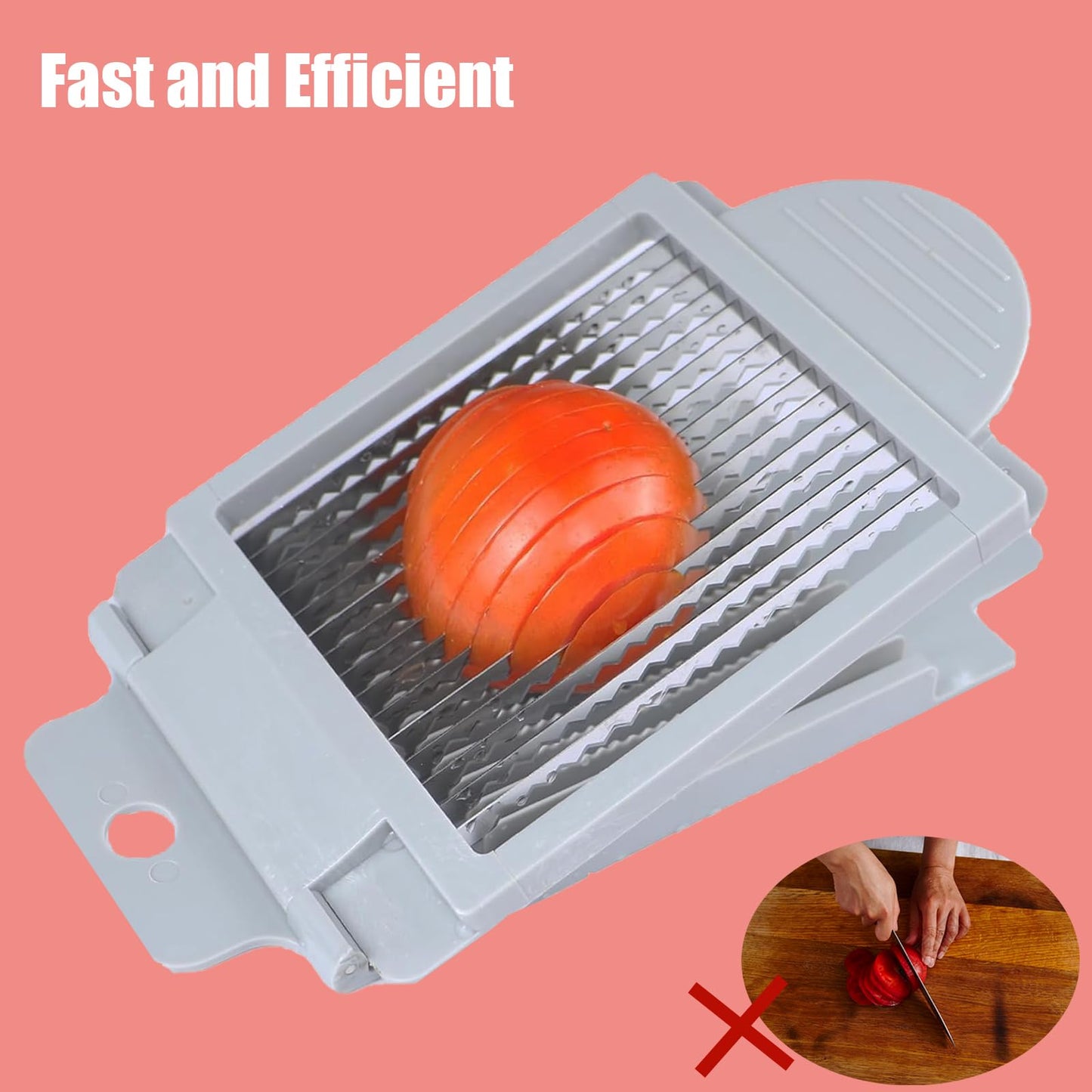 Stainless Steel Tomato Slicer, 15 Blades Tomato Cutter, Efficient & Multifunctional Kitchen Tool for Fruit, Vegetable - Easy Clean & Quick Salad Maker