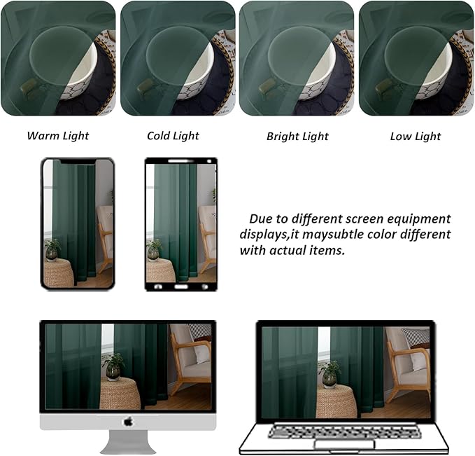 Chyhomenyc Hunter Green Sheer Curtains 84 inches Long 2 Panels, Light Filtering Emerald Voile Christmas Sheer Window Curtain Drapes for Living Room Bedroom, 1 Pair, Each 42W x 84L