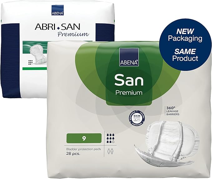Abena San Premium Incontinence Pads, Heavy Absorbency, (Sizes 8 to 11), Size 9, 56 Count