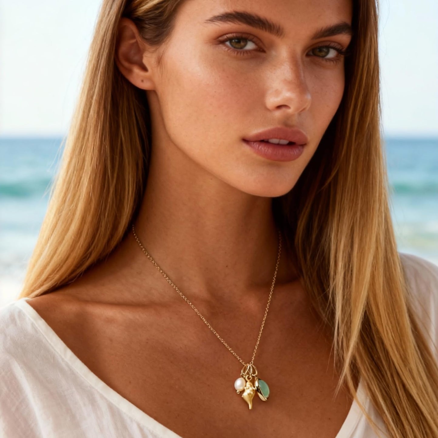 Cliory Adjustable Pearl Necklaces 14k Gold Plated Necklace Natural Pearl Shell Necklace Waterproof Pendant Jewelry for Women and Gift