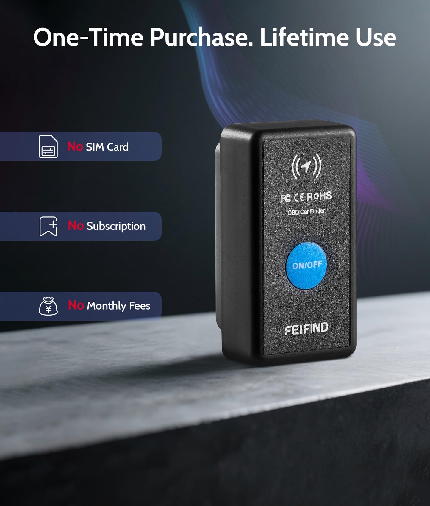 FEIFIND Mini GPS Tracker for Vehicles No Monthly Fee/No Subscription, Hidden Tracker Device for Vehicles, MFi Certified Car Tracker with Find My(iOS Only), Global Tracking