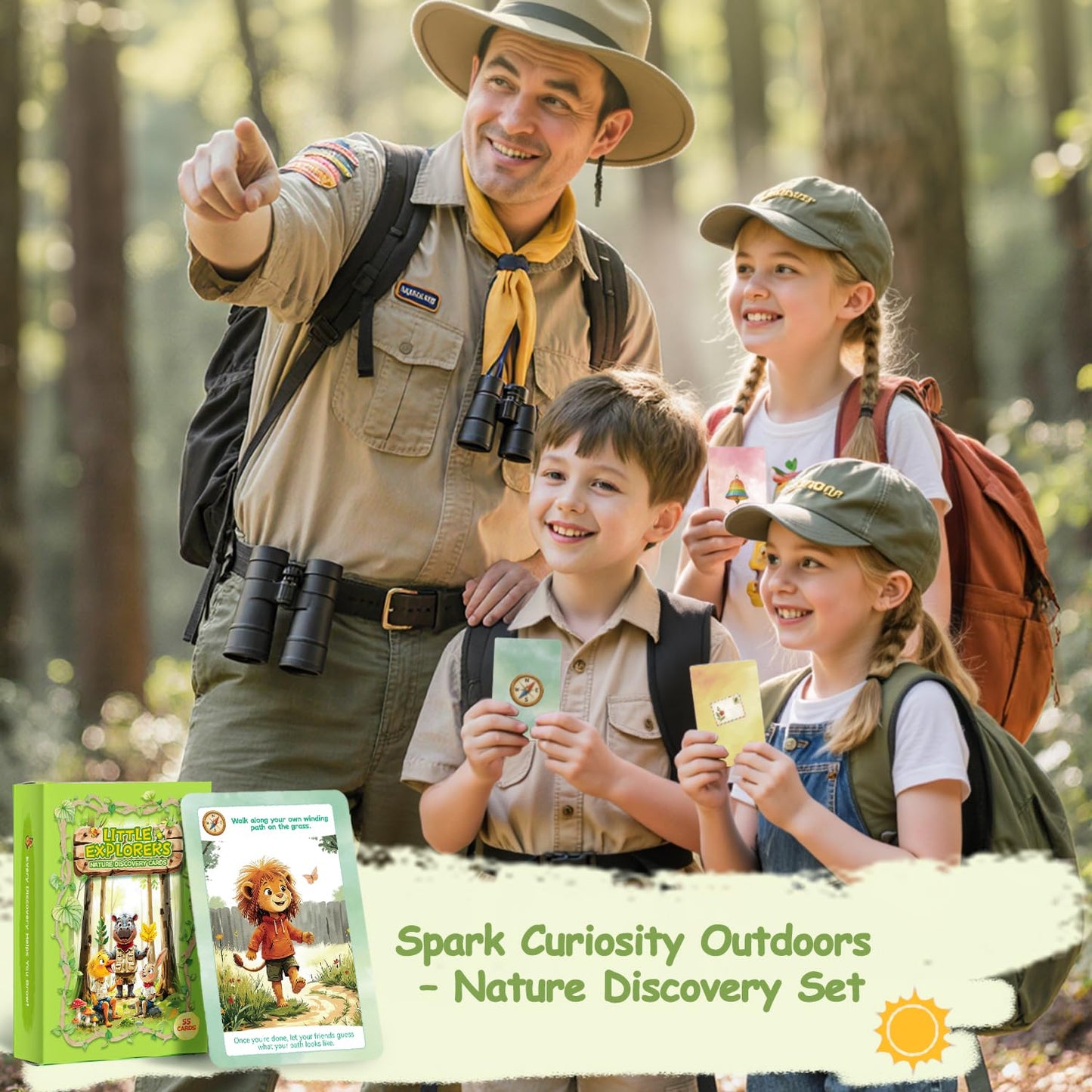 Kids Nature Scavenger Hunt – Outdoor Game for Kids | Laminated Waterproof, Wipe-Clean | 55 Cards, 5 Themes, Spinner & Stickers, Soft-Touch | Ages 3–12 Stocking Stuffers
