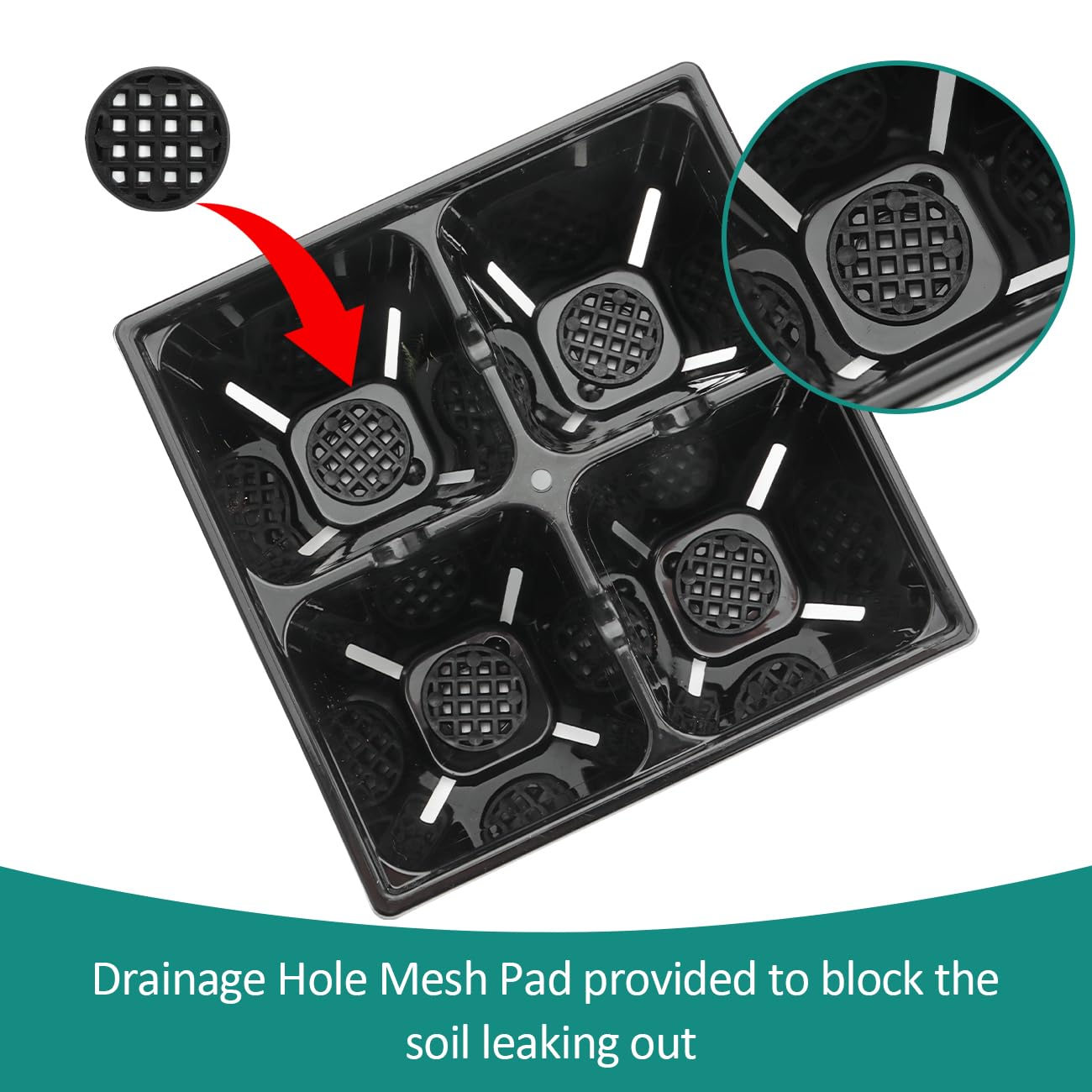 RooTrimmer 80 Pack Reusable 4-Cell Seed Starter Tray for Seedlings, Easy Watering Seed Starting Trays with Drainage Holes for Seed Germination and Plant Start, Fits Standard 1020 Trays, Black