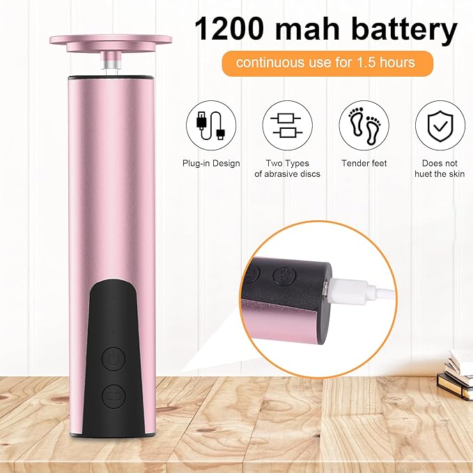 ele ELEOPTION Electric Callus Remover for Feet Electric Foot File Nail Grinder 6 Speed Adjustable Rechargeable Professional Foot Sander Pedicure Tool for Feet Dry Dead Skin Pink