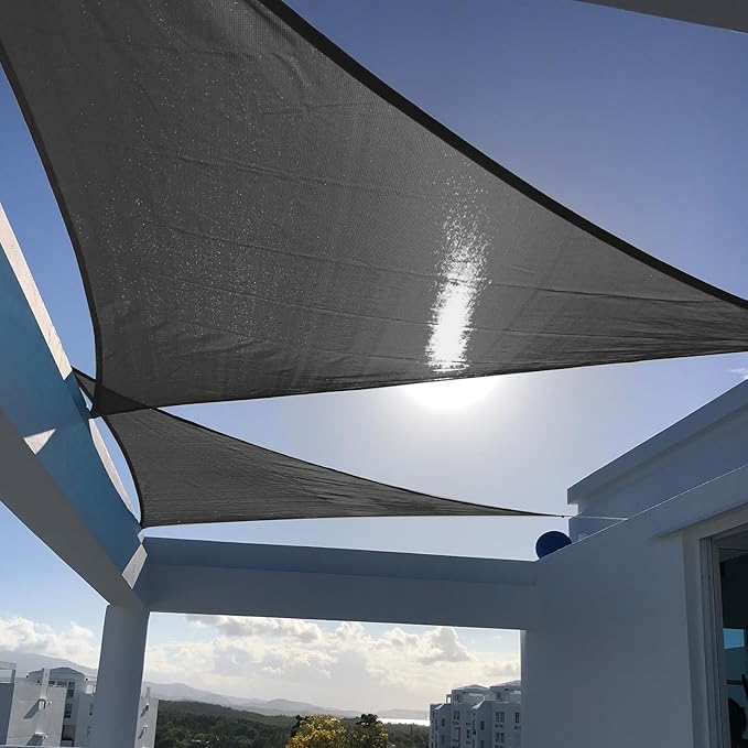 SUNNY GUARD Custom Size 13'x24'x24' Triangle Graphite Grey UV Block Sunshade for Backyard Yard Deck Patio Garden Outdoor Activities and Facility(Customized)