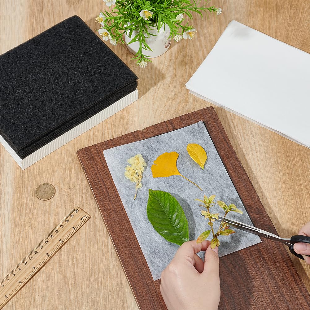 BENECREAT 50Pcs 7.87x5.91Inch Flower Pressing Paper Kit, 10Pcs Foam Pad, 10Pcs Drying Plate, 30Pcs Lining Paper for Pressing Flower Making Dried Plants Craft DIY