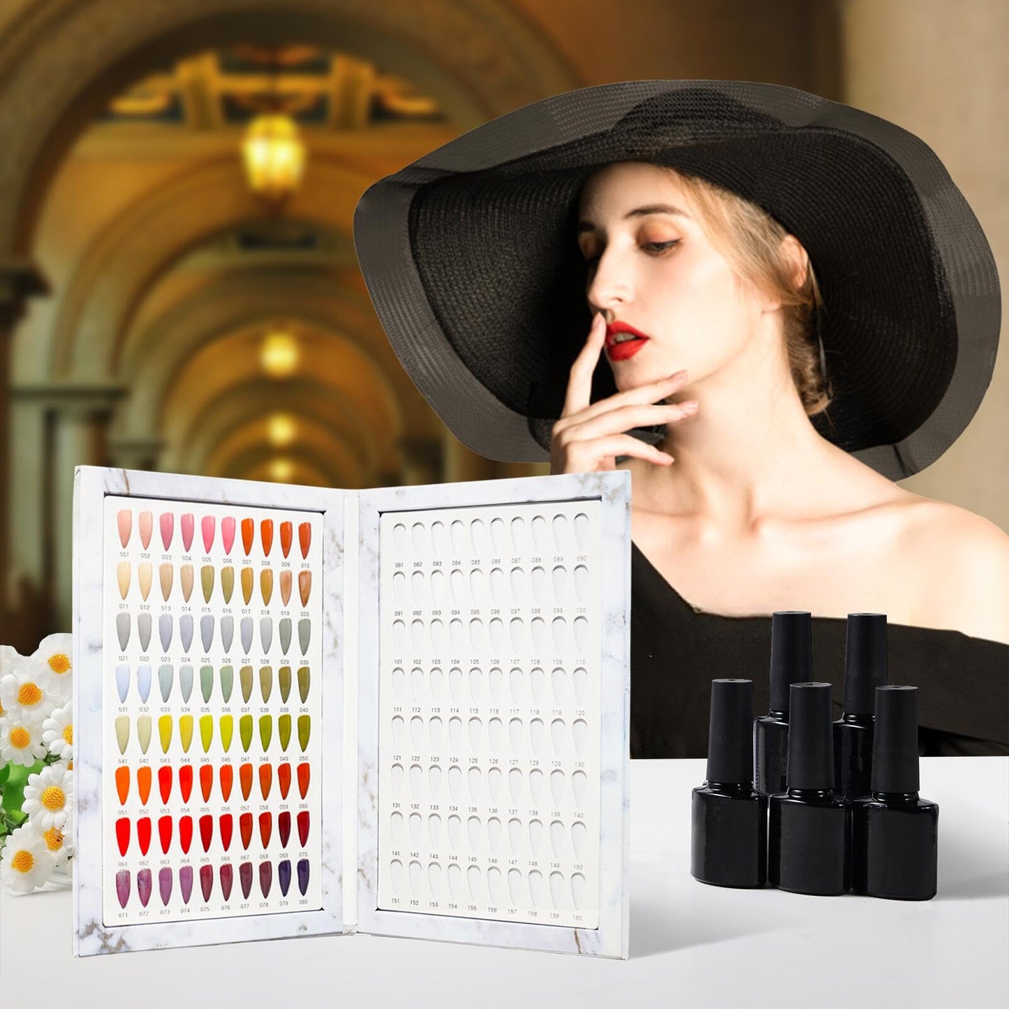Acycoin2A 160 Nail Color Display Book Chart with 240 Nail Tips UV Gel Polish Color Card Board (A)