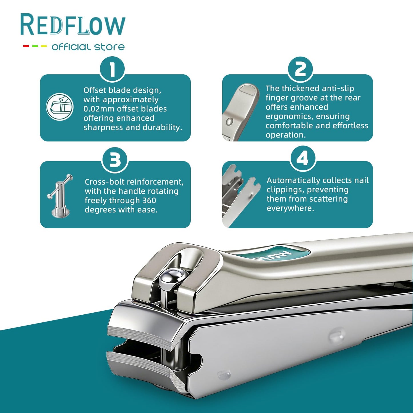 Large Nail Clippers,Fingernail Cutter Stainless Steel,Nail Clippers Anti Splash,Nail Scissors Detachable Design,Includes a Nano Glass File