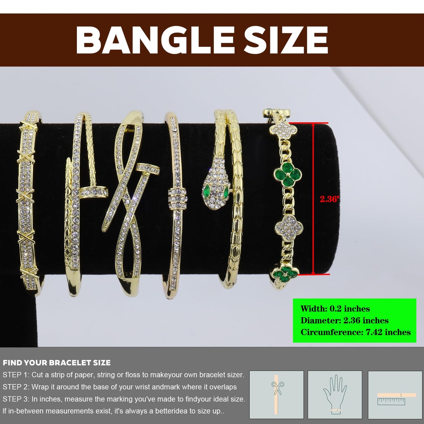 6PCS Gold Bangle Bracelet Set for Women, Light Luxury High-End Designer Style, Zinc Alloy with Cubic Zirconia, Stackable, Ideal Gift for Birthday Christmas Valentine's Day Mother's Day