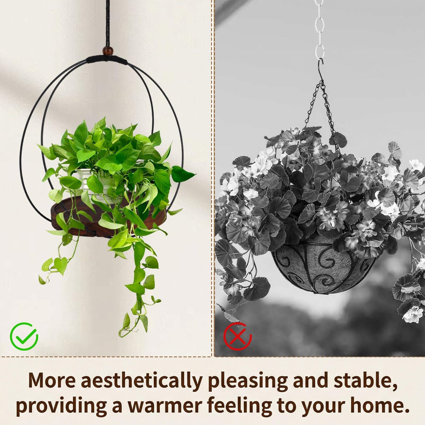 2 Pcs Hanging Planters for Indoor Plants, Black Macrame Plant Hanger Holder, Modern Wall Ceiling Planter Hangers Flower Pot Holder for Indoor Outdoor Plants Garden Home Decor,Pot Not Included