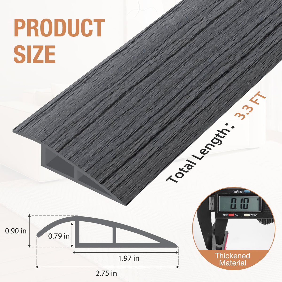 Floor Transition Strip Self Adhesive Vinyl Door Threshold Strip (3.3 Foot)