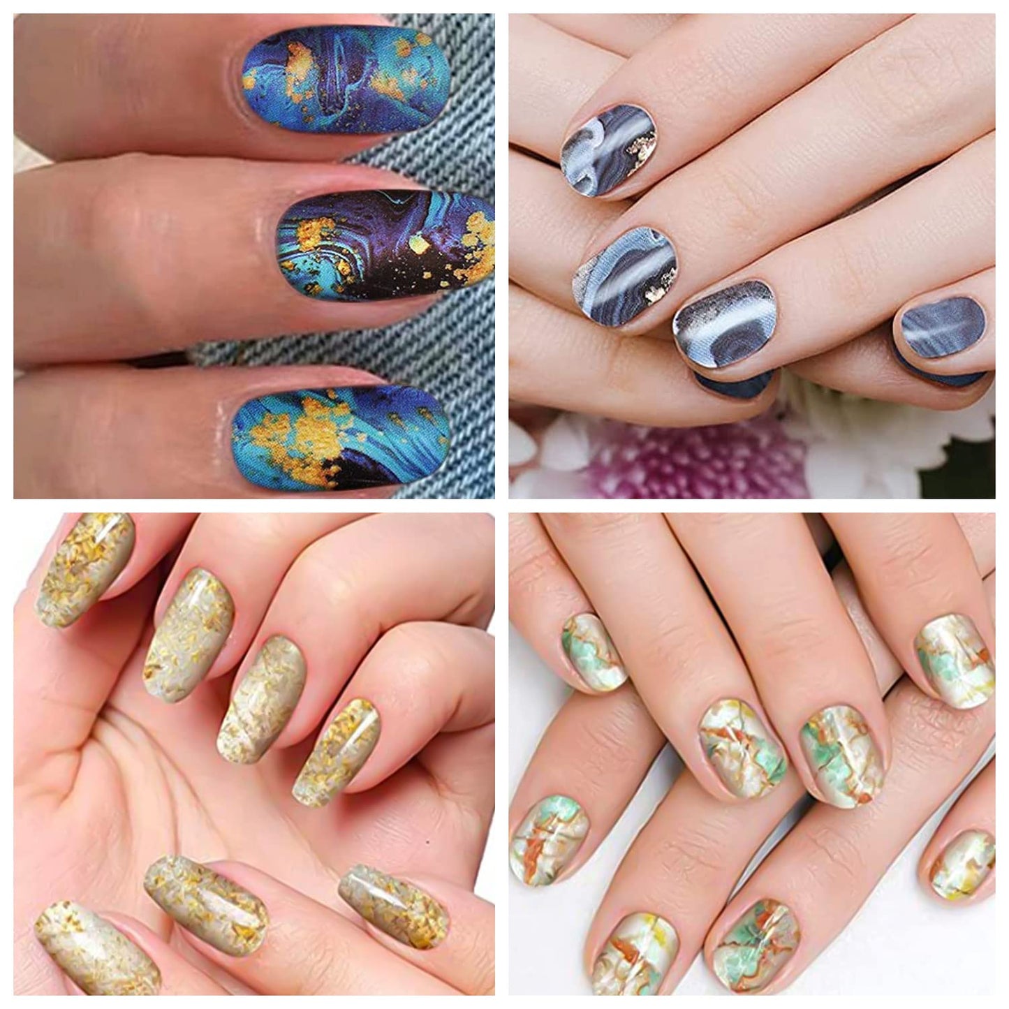 DANNEASY 24 Sheets Full Nail Wraps for Women - Marble Print, Nail Polish Strips Self Adhesive Gel Nail Stickers Acrylic Manicure Strips Nails Art Accessories with 1pc File, Cuticle Stick