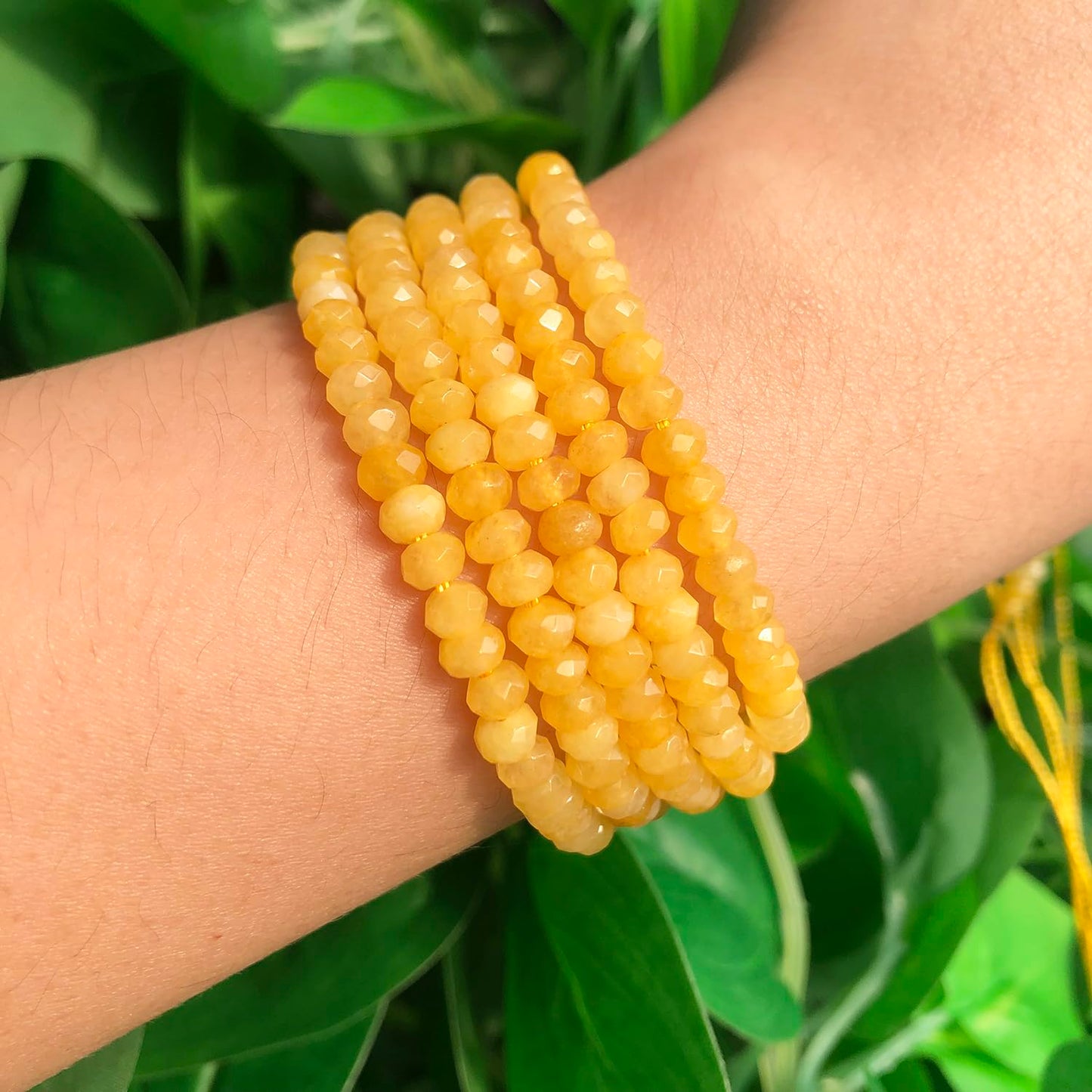 2 String 220PCS 3x5mm Natural Yellow Chalcedony Stone Beads for Jewelry Making, Songxi Facted Loose Gemstone Beads for DIY Bracelet Necklace Making Supplies with Energy Healing Chakra Power