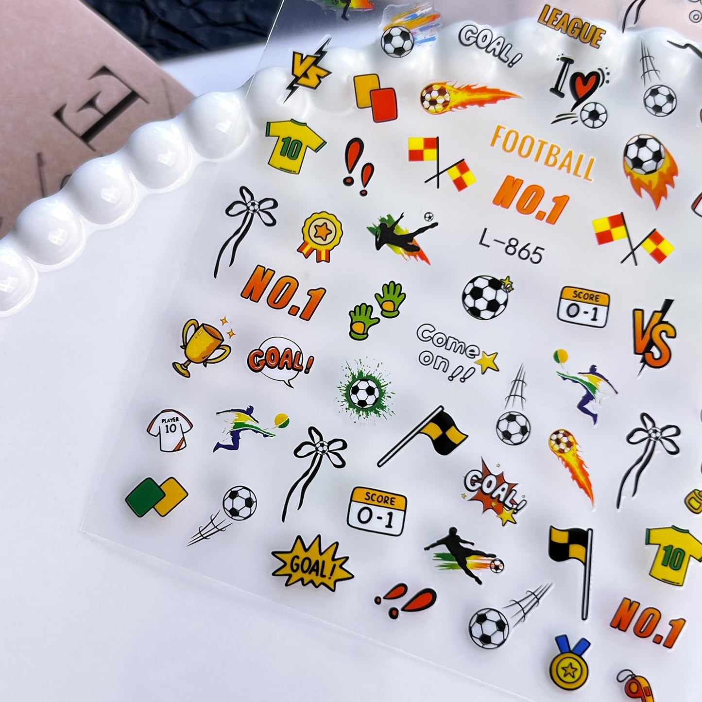 Soccer Game Nail Stickers 6 Sheets - Team Colors & Soccer Elements Design, Self-Adhesive Nail Art Decals for Women, DIY Manicure Supplies
