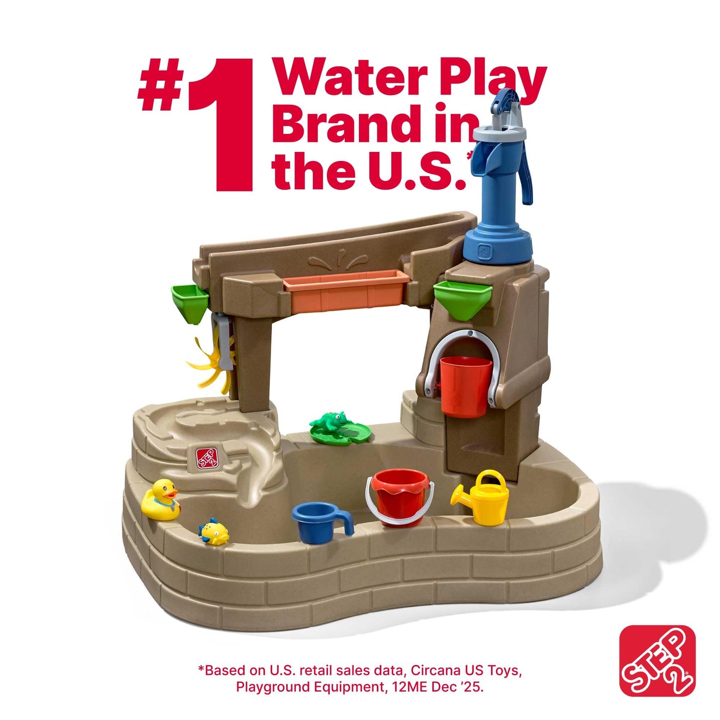 Step 2 Pump & Splash Discovery Pond Water Table, Kids Water Sensory Activity Pool, Summer Outdoor Toys, 10 Piece Toy Accessories, For Toddlers 2+ Years Old