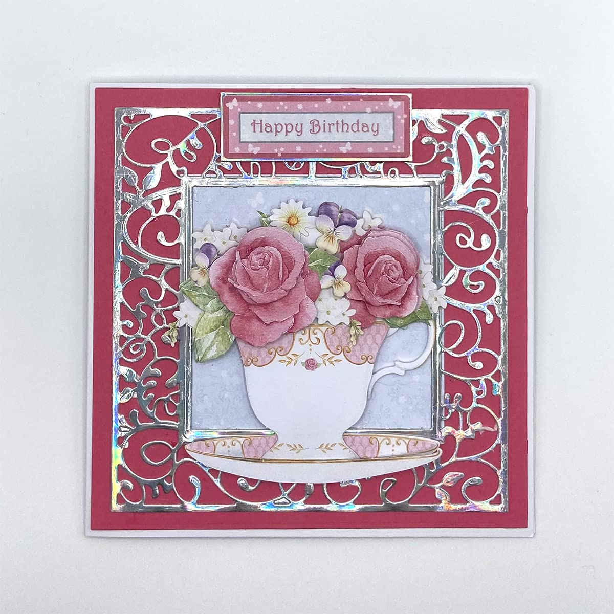 Katy Sue Designs Birthday Cake & Flowers 3D Die-Cut Decoupage Sheets for Card Making. A Pack of 12 Sheets of Birthday & Floral-Themed Die Cuts for Card Making Supplies & Scrapbooking