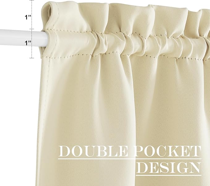 NICETOWN Sidelight Door Curtains - Thermal Insulated Blackout Front French Window Curtains for Small Shade for Side Patio Glass Door, Light Beige, W36 x L64 inch, 1 Panel