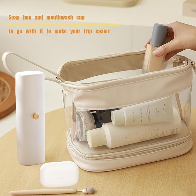 Portable Toothbrush and Toothpaste Holder & Travel Soap Case Set, Leakproof, Large Capacity, Breathable Travel Toothbrush Holder for Trips, Gym, Camping and School