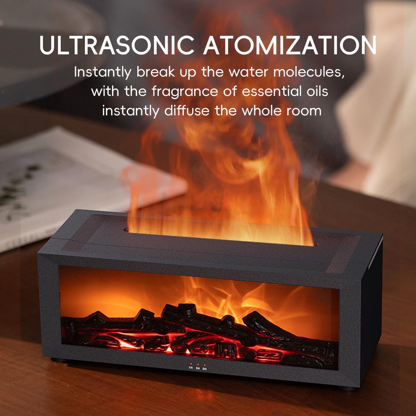 YALEDI Essential Oil Diffuser, 7 Colors Fireplace Flame Fire Oil Diffuser, 150ml Ultrasonic Aromatherapy Humidifier, Scent Diffuser with Remote Control & Timer for Home,Bedroom,Office,Yoga (White)