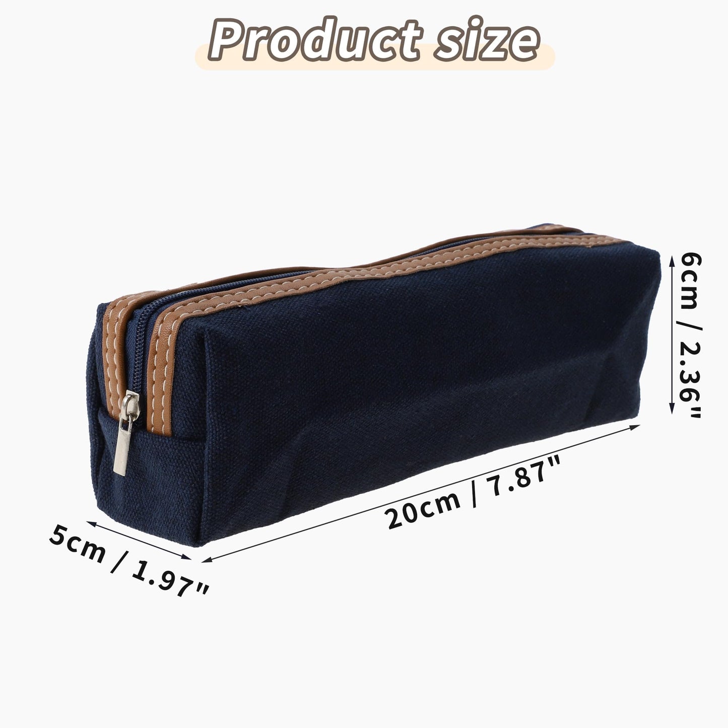 ChronaDayli Canvas Pencil Case, Compact Pen Pouch, Aesthetic pencil organizer, Cute Study Supplies for Teens Adults, Unisex Office Pencil Bag for Men Women, Office Accessories Blue