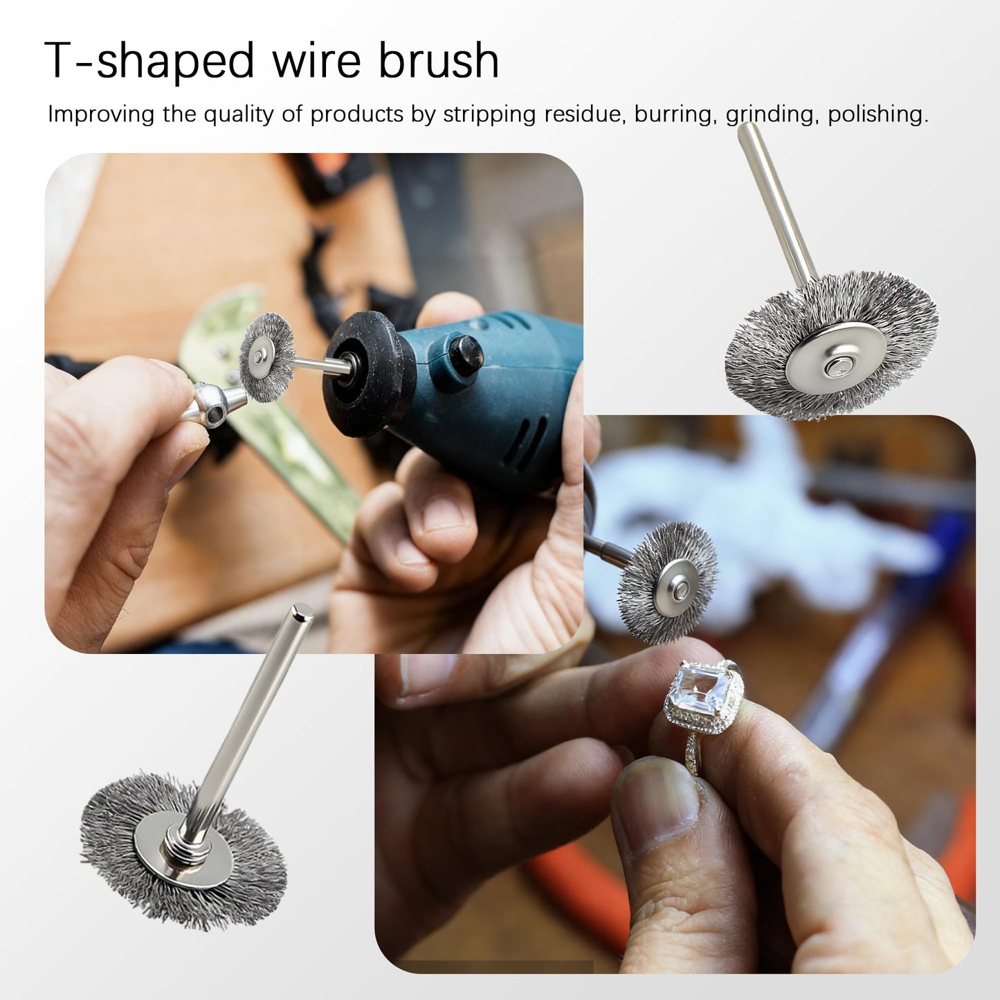 75PC Wire Brushes for Drill Set Steel Wire Wheels Pen Brush Bowl-shape Brushes for Rotary Tools Rust Paint Removal Grinding Sanding Polishing 1/8" handle