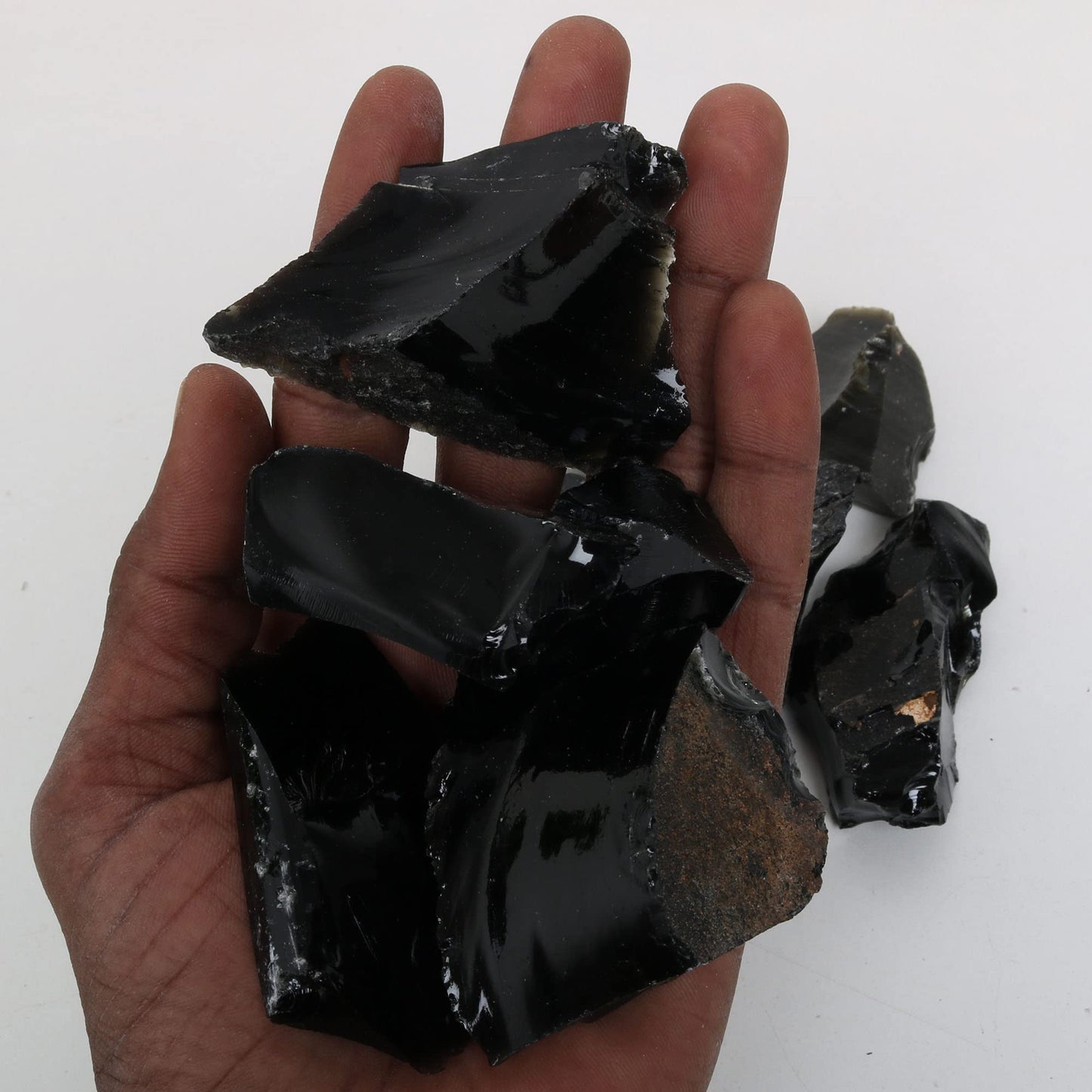 REAL-GEMS Natural Raw Healing Crystals Rough Stones for Tumbling, Cabbing, Polishing, Wire Wrapping, Wicca & Reiki Crystal Healing, Mix Gemstones,7 Chakra (Black Obsidian)