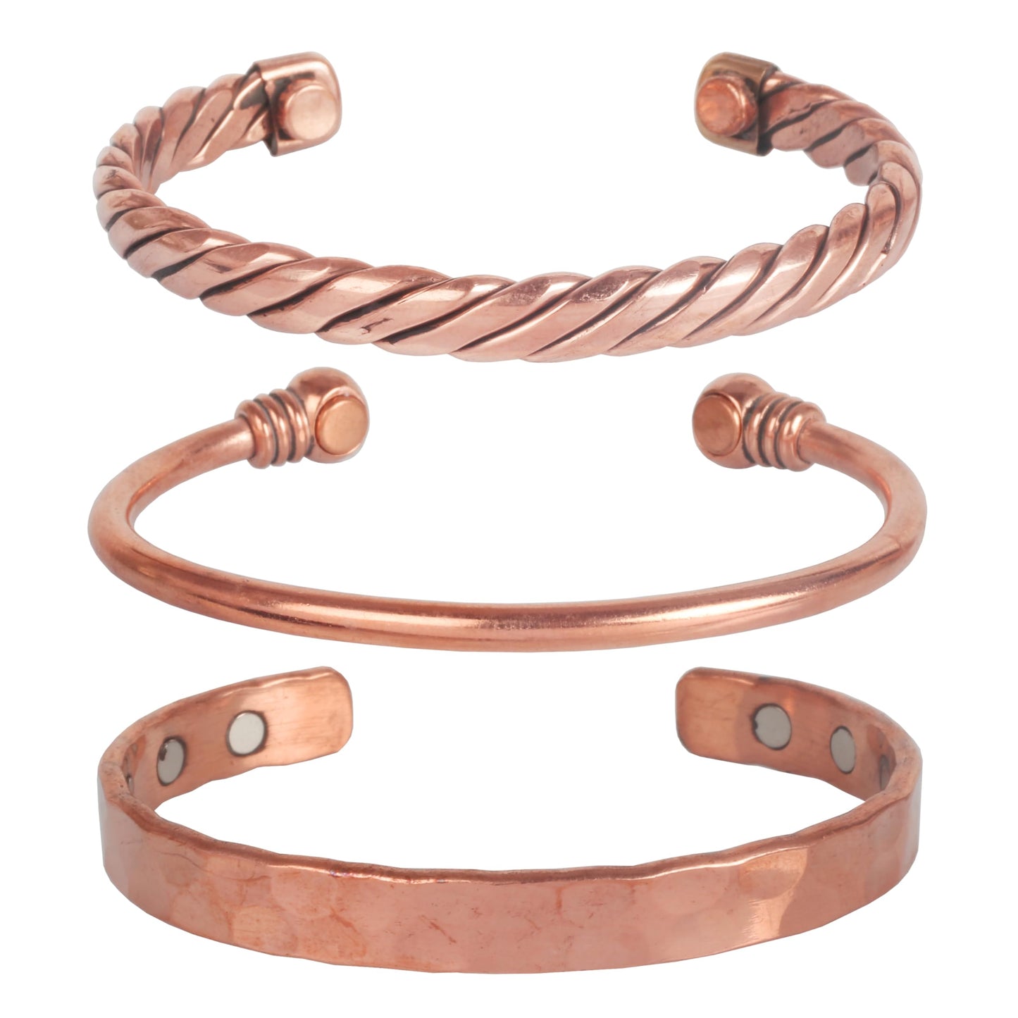 Touchstone copper bracelets | gift for men women |adjustable 100% pure solid real magnetic jewelry | handmade bracelet set combo | rope braided tibetan bangles. Set of 3 different designs