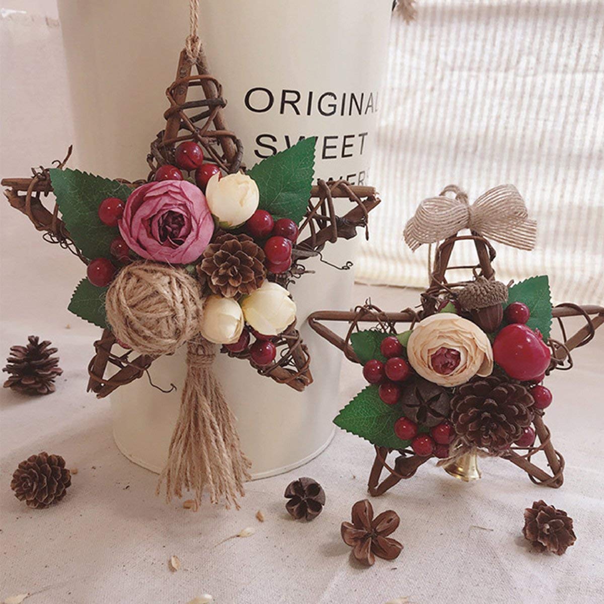 Natural Grapevine Mesh Star Wreath DIY Craft Vines Base Grapevine Roll for Rustic Summer Fall Christmas Wreath Door Garland Hanging Decor