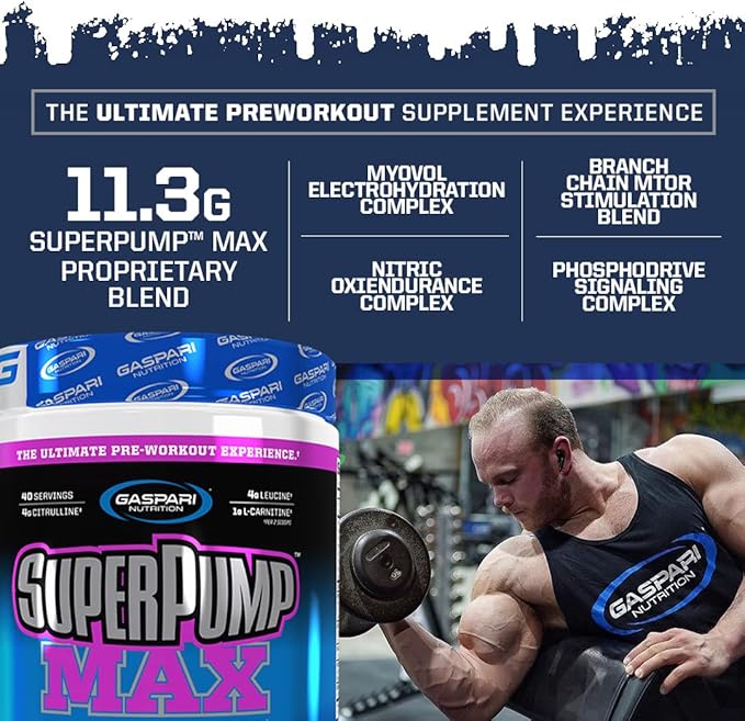 Gaspari Nutrition SuperPump MAX, The Ultimate Pre Workout Powder, Sustained Energy Preworkout, Nitric Oxide Booster, Muscle Growth, Recovery & Replenishes Electrolytes (40 Serving, Orange Cooler)