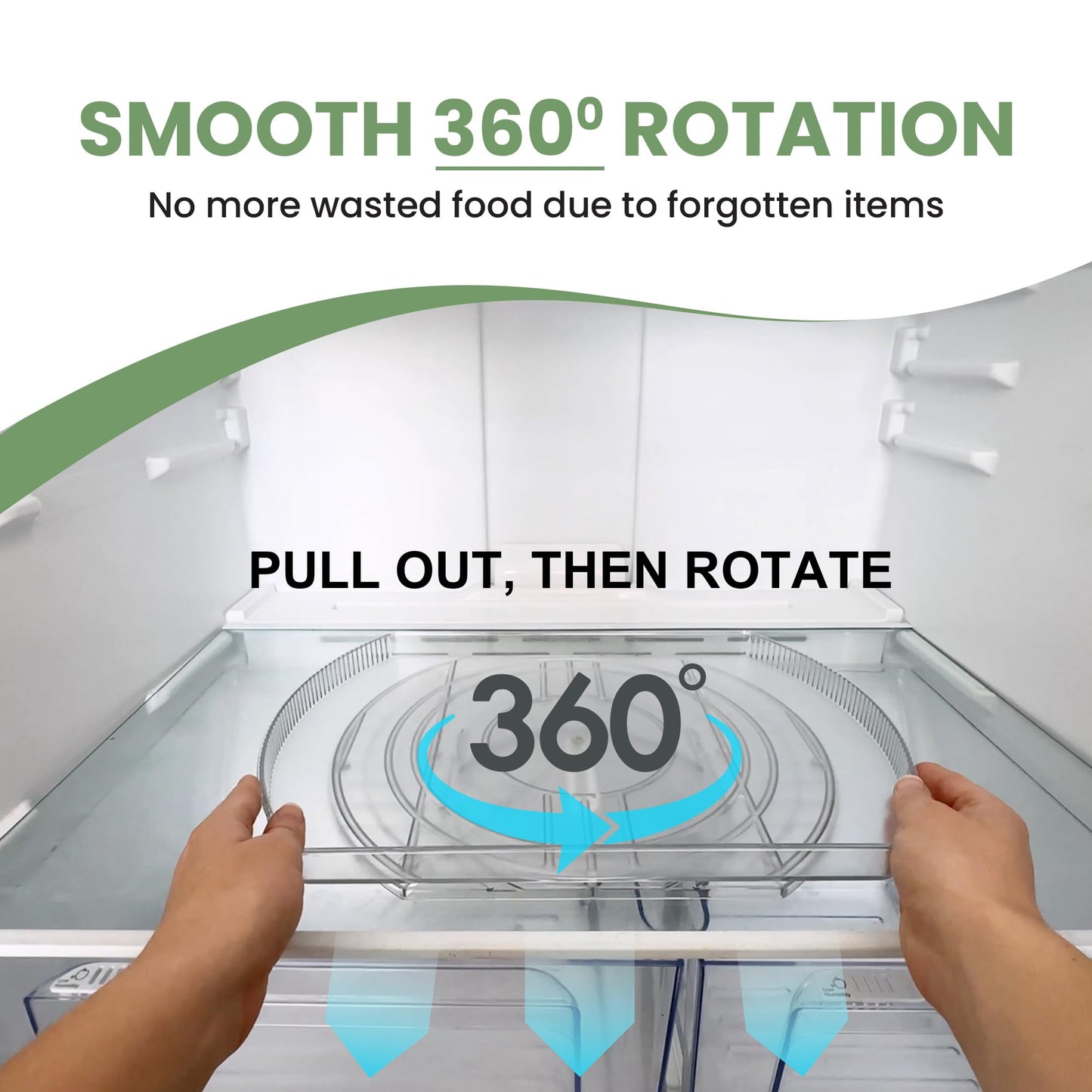 NOSTA Home Rotating Lazy Susan for Refrigerator - Square Lazy Susan - Refrigerator Lazy Susan Organizer - Rotating Fridge Organizer - Large (16.5x11)