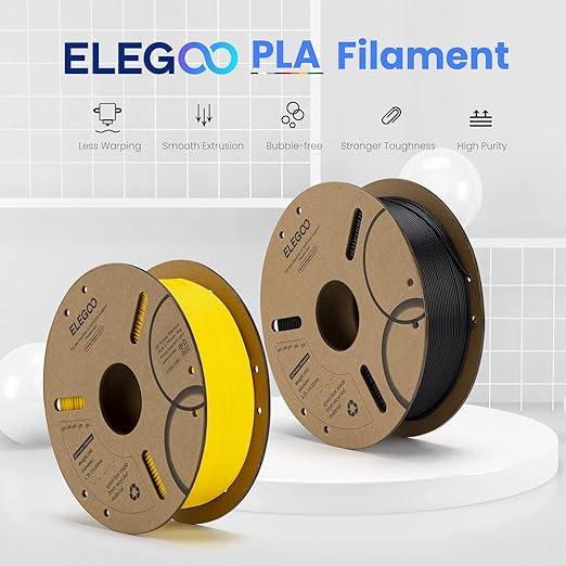 ELEGOO PLA 3D Printer Filament 1.75mm Bundle 4KG, Dimensional Accuracy +/- 0.02mm, 4 Pack 1kg Cardboard Spool(2.2lbs) Fits for Most FDM 3D Printers (Black, White, Dark Blue, Red)