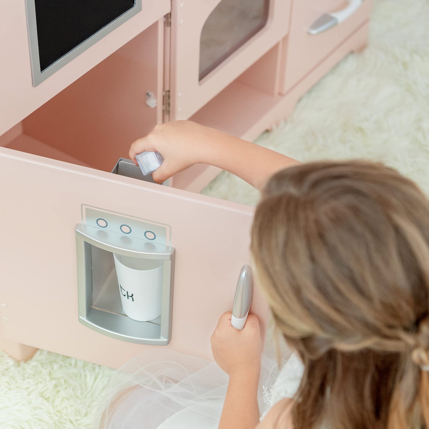 Teamson Kids - Retro Kids Toy Pretend Play Kitchen Playset with Refrigerator. Freezer. Oven and Dishwasher - Pink (2 Pcs)