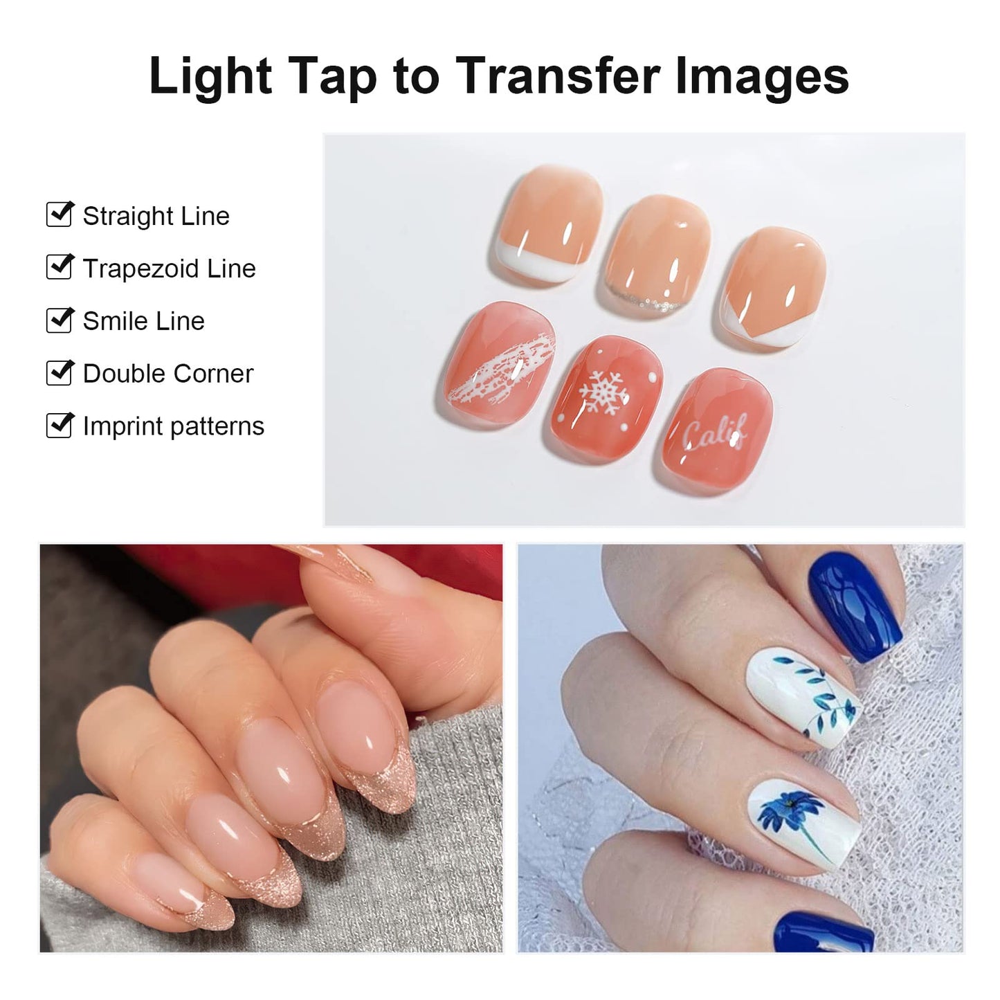SAGEBIO Nail Art Stamper Clear Silicone Nails Stamping Jelly with Scraper Transparent Visible Body DIY Manicure Nail Art Tool C