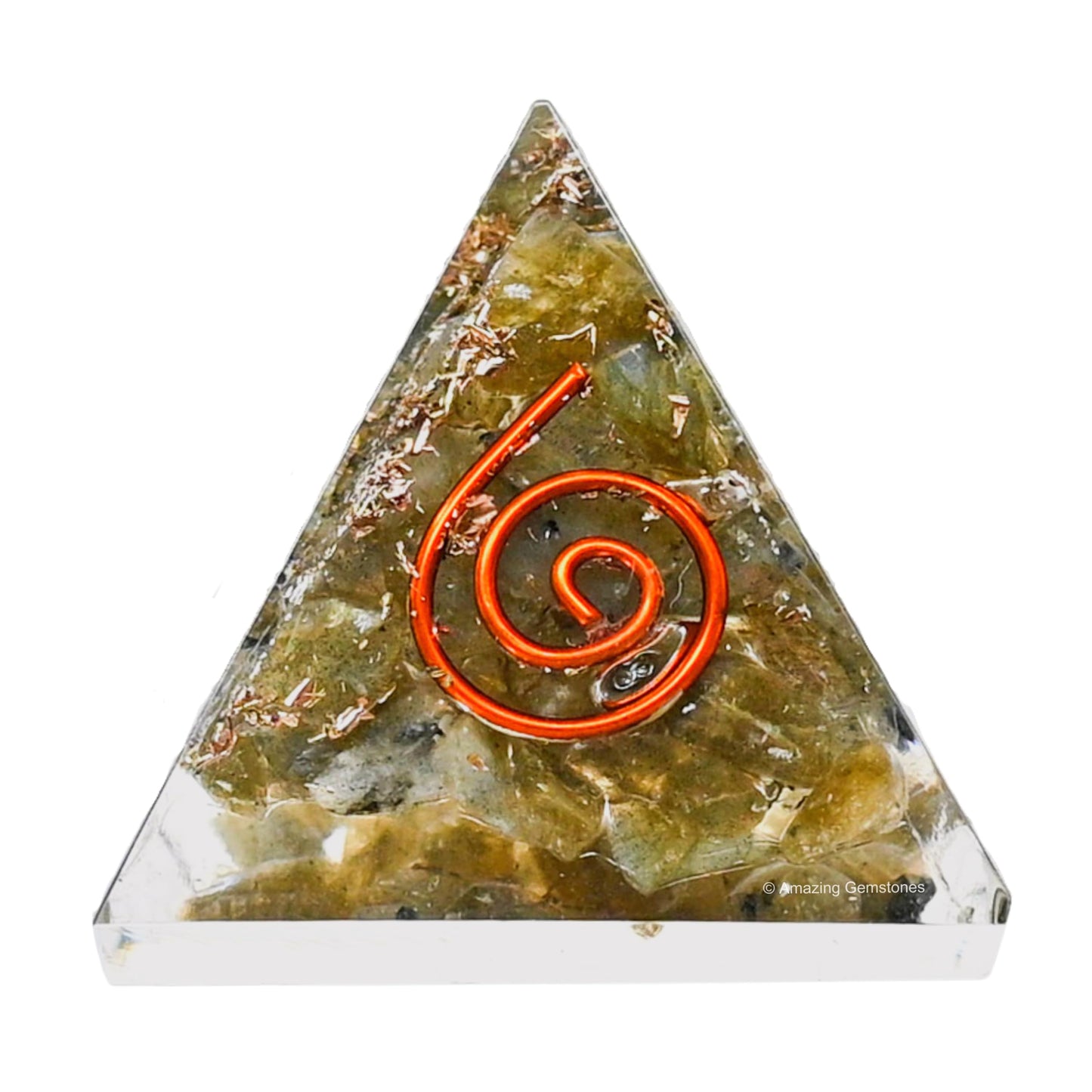 Amazing Gemstone Labradorite Orgone Pyramid - 30mm Small Orgonite Pyramids with Crystals and Healing Stones - Authentic Organite Gifts