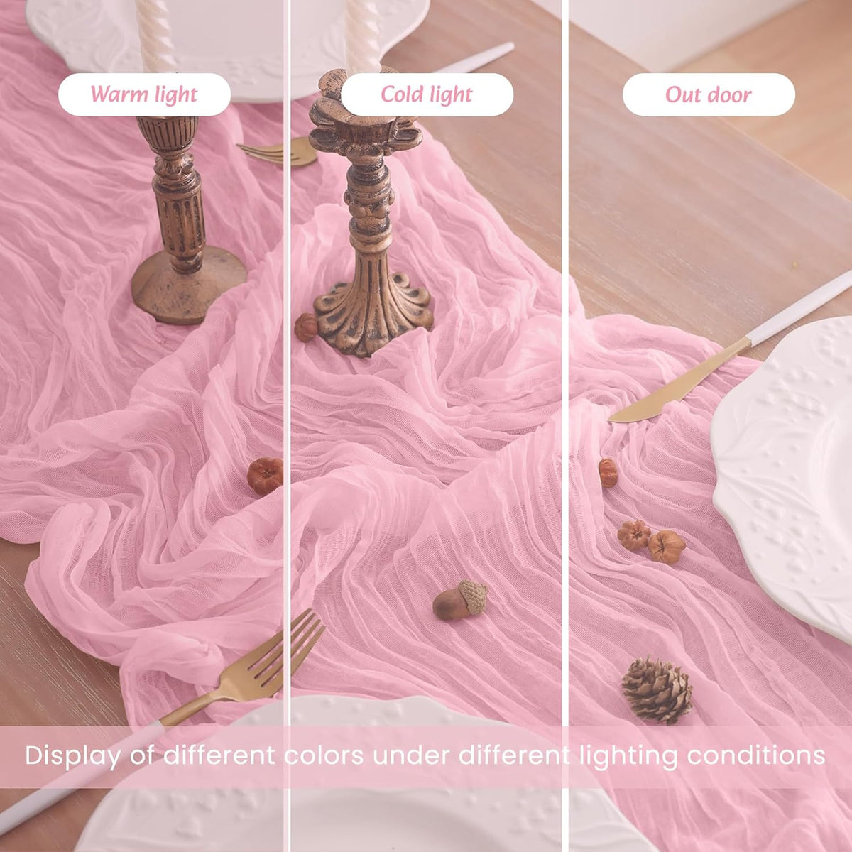 2Pack Pink Table Runner 10FT Cheesecloth Table Runner 35x120Inch Long Boho Cheese Cloth Table Runners Rustic Gauze Table Runners for for Party Wedding Bridal Shower Baby Shower Decorations