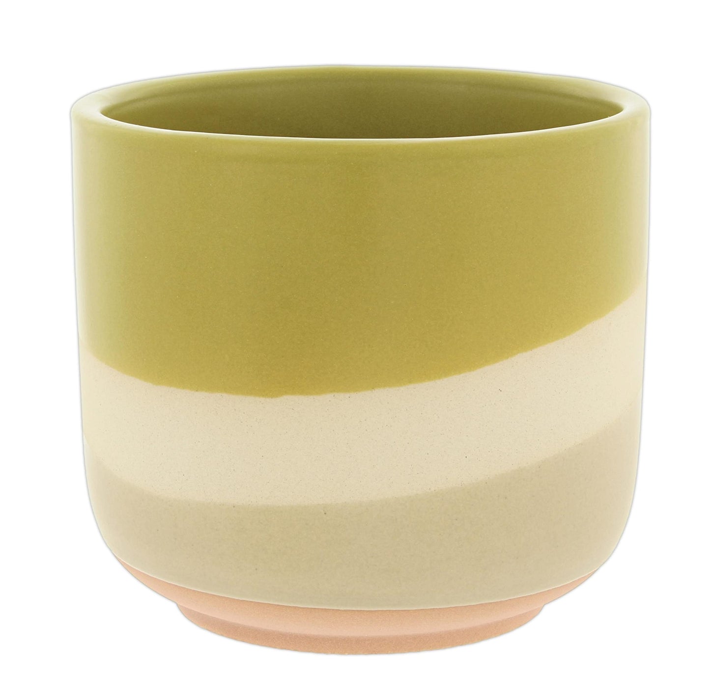 AC Decor Small Ceramic Color Block Planter (4", Olive Green)