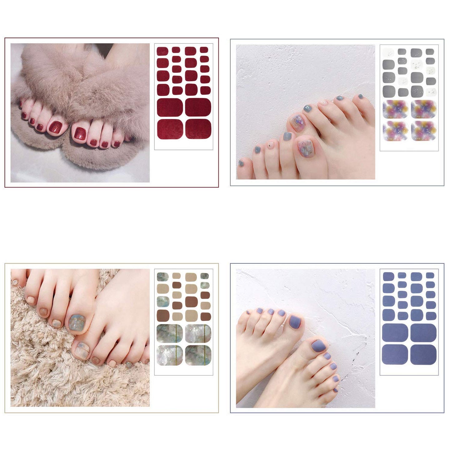 SILPECWEE 20 Sheets Adhesive Toenail Polish Wraps Stickers Flower Marbling Toe Nail Strips Decals for Toes Manicure Accessories for Women 1Pc Nail File