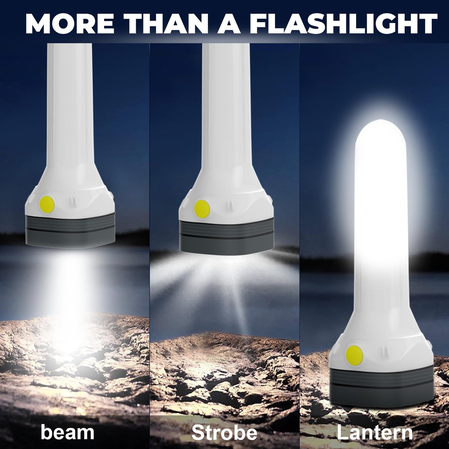FUICZSN Flashlight Lantern Combo Rechargeable, 2-in-1 LED Flashlight with 360° Camping Lantern & Emergency Strobe, Compact Light for Camping, Power Outage, Car