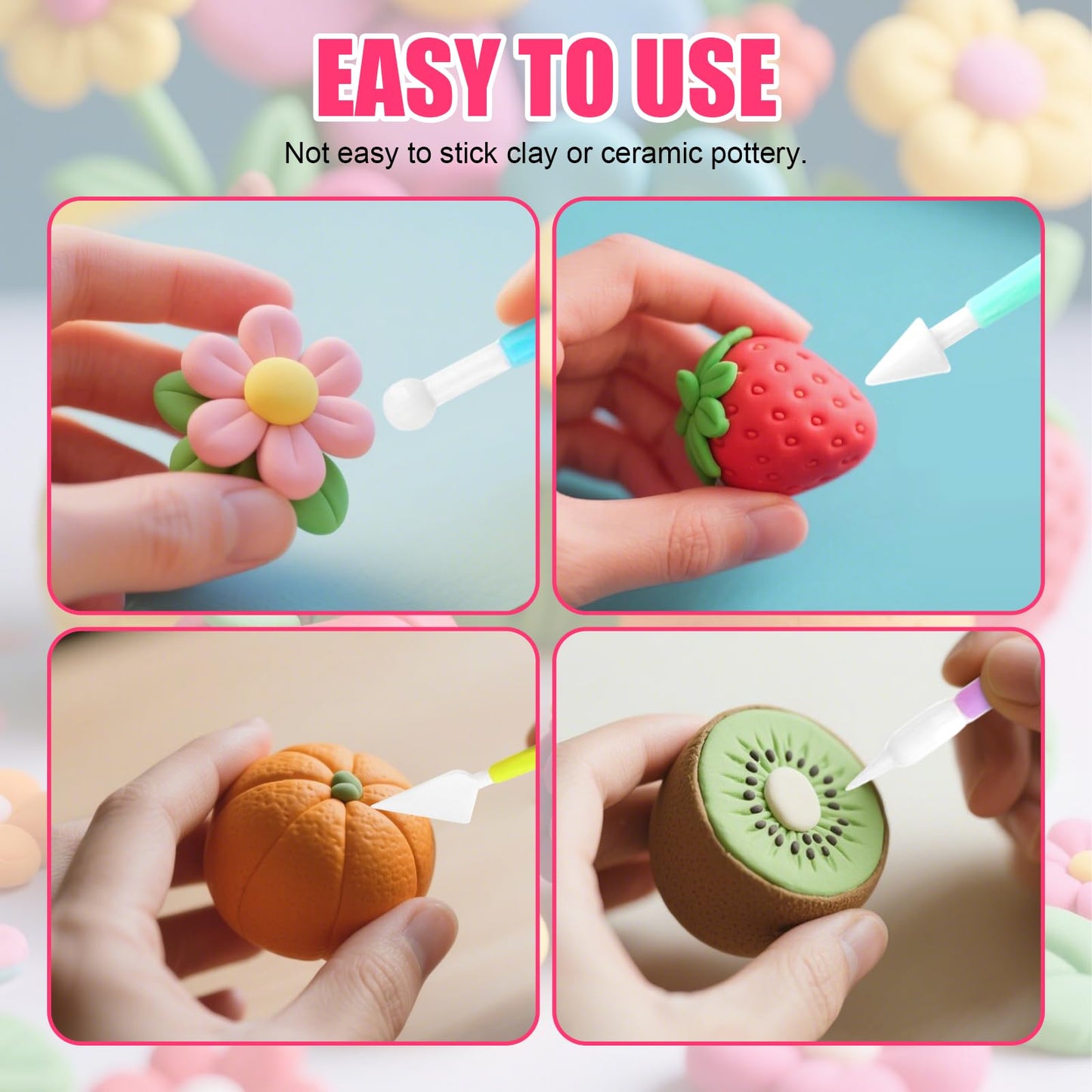 Clay Earring Making Kit, Polymer Clay Tools Clay Cutters Shapes, Air Dry Clay Sculpting Tools Solid Acrylic Roller Texture Tool, Clay Molds for Crafts
