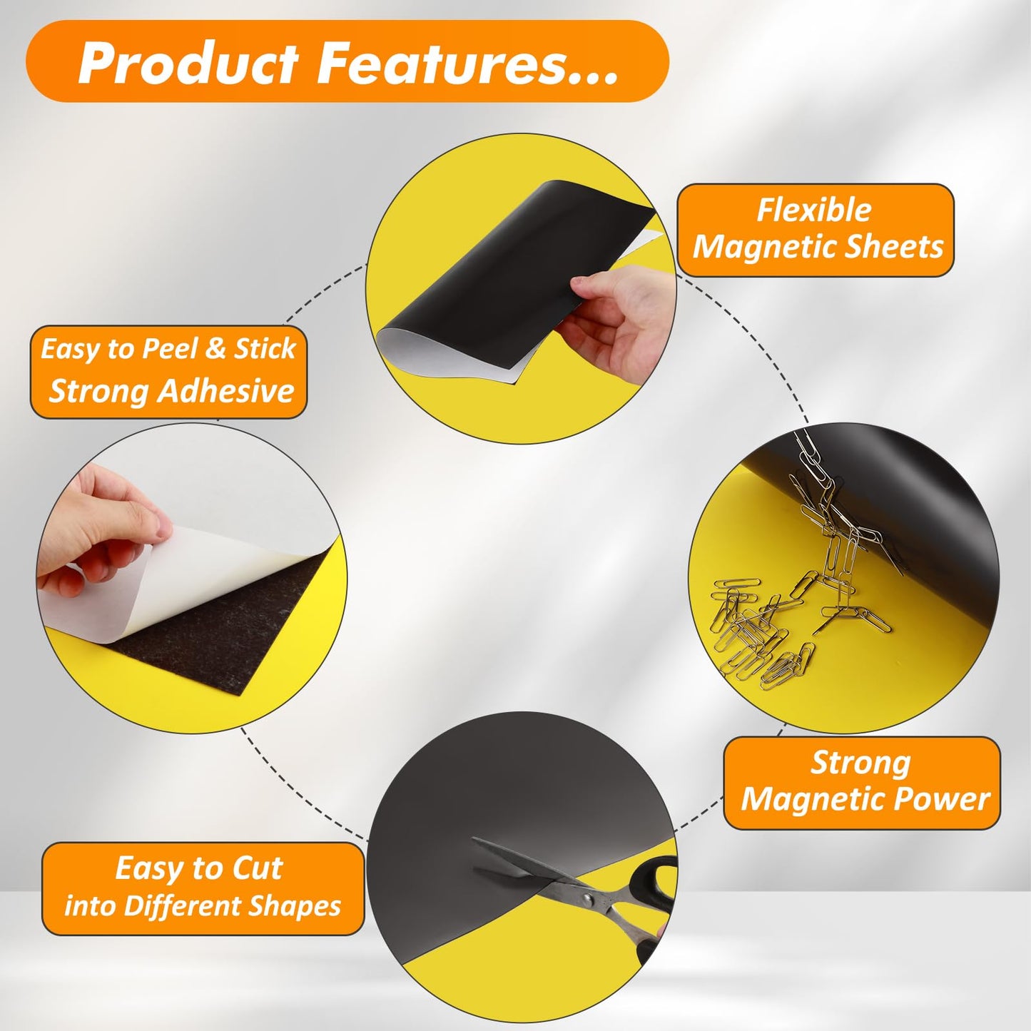 GcFoir Adhesive Magnetic Sheets 8.5 x 11 Inch, 50 Packs Magnetic Sheets with Adhesive Backing - 0.5mm Thickness Flexible Magnet Sheets for Dies Storage, Craft Projects, Photos, School, Office