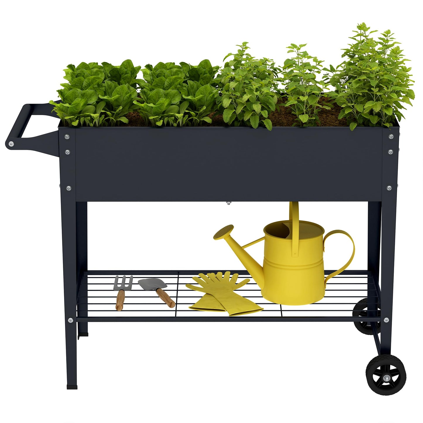 Chuangshuo Guard Elevate 32" Tall Raised Garden Bed with Wheel,Planter Box for Backyard,Outdoor Garden, Patio, Balcony, 400lb Capacity,Grey