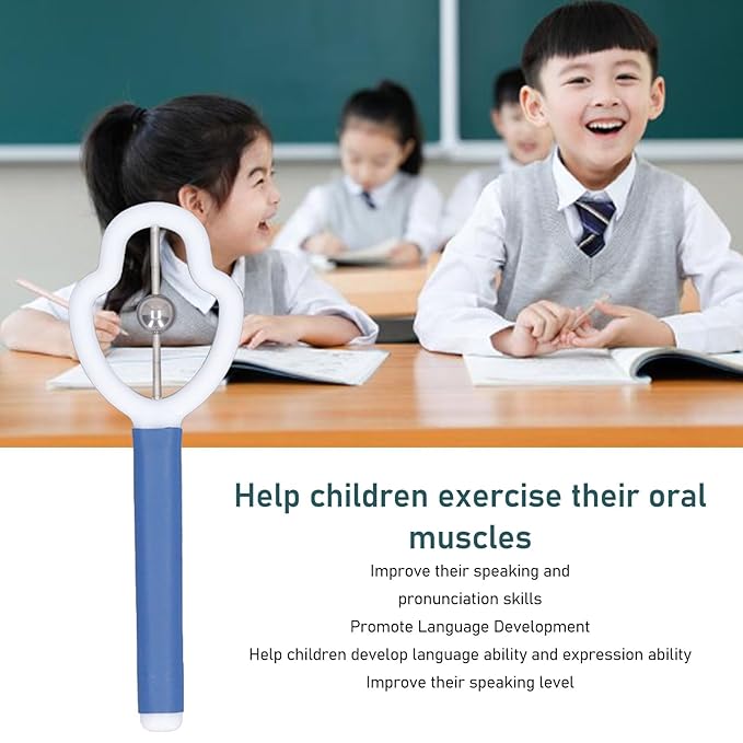 ANGGREK Oral Muscle Training Tool, Safe Tongue Tip Exercise Tool Gourd Shaped Portable Ergonomic for Dysarthria for Children (Blue White)