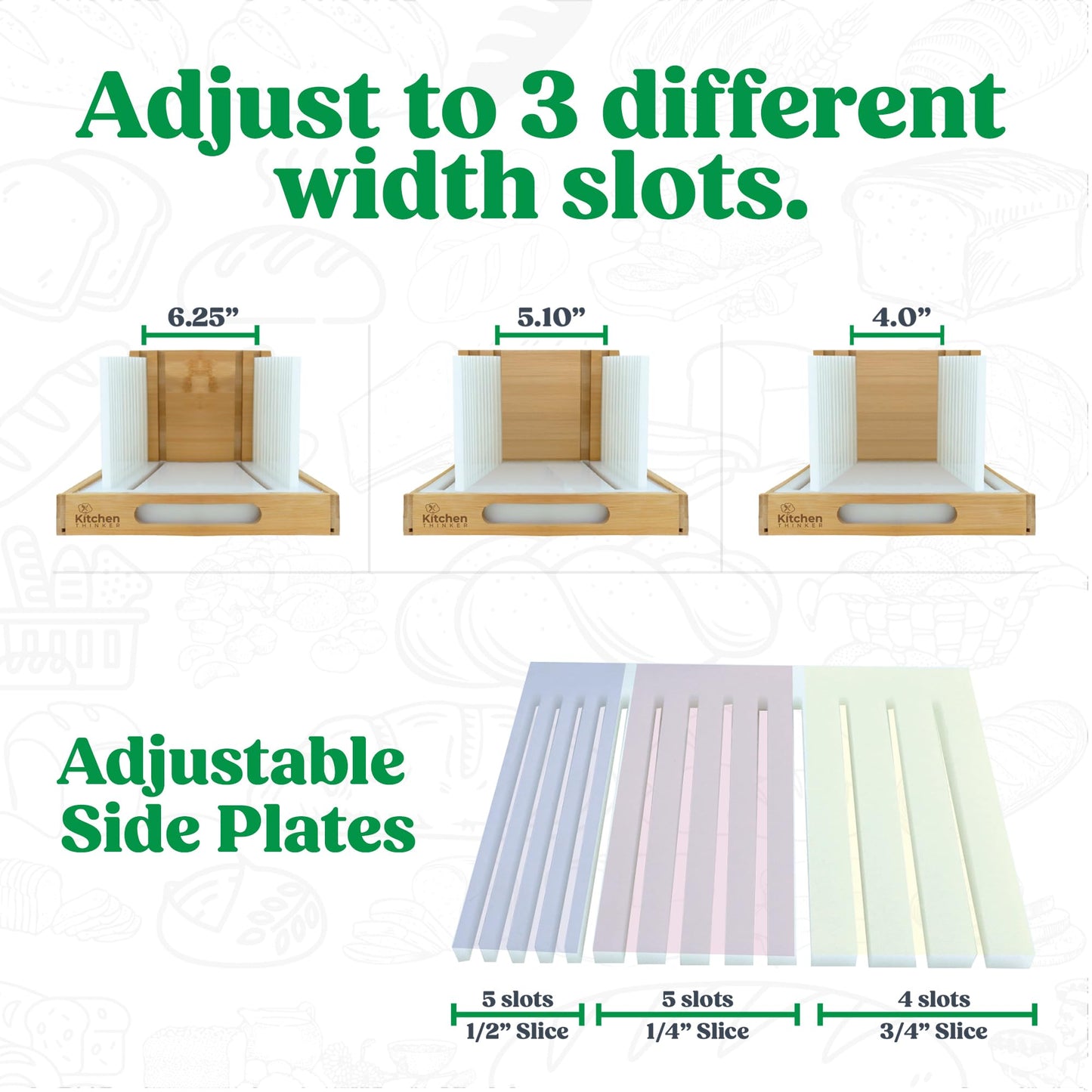 Upgraded Bread Slicer for Homemade Bread, 3 Adjustable Loaf Widths and 3 Slice Thicknesses, Compact and Foldable Loaf Slicer with Crumb Tray
