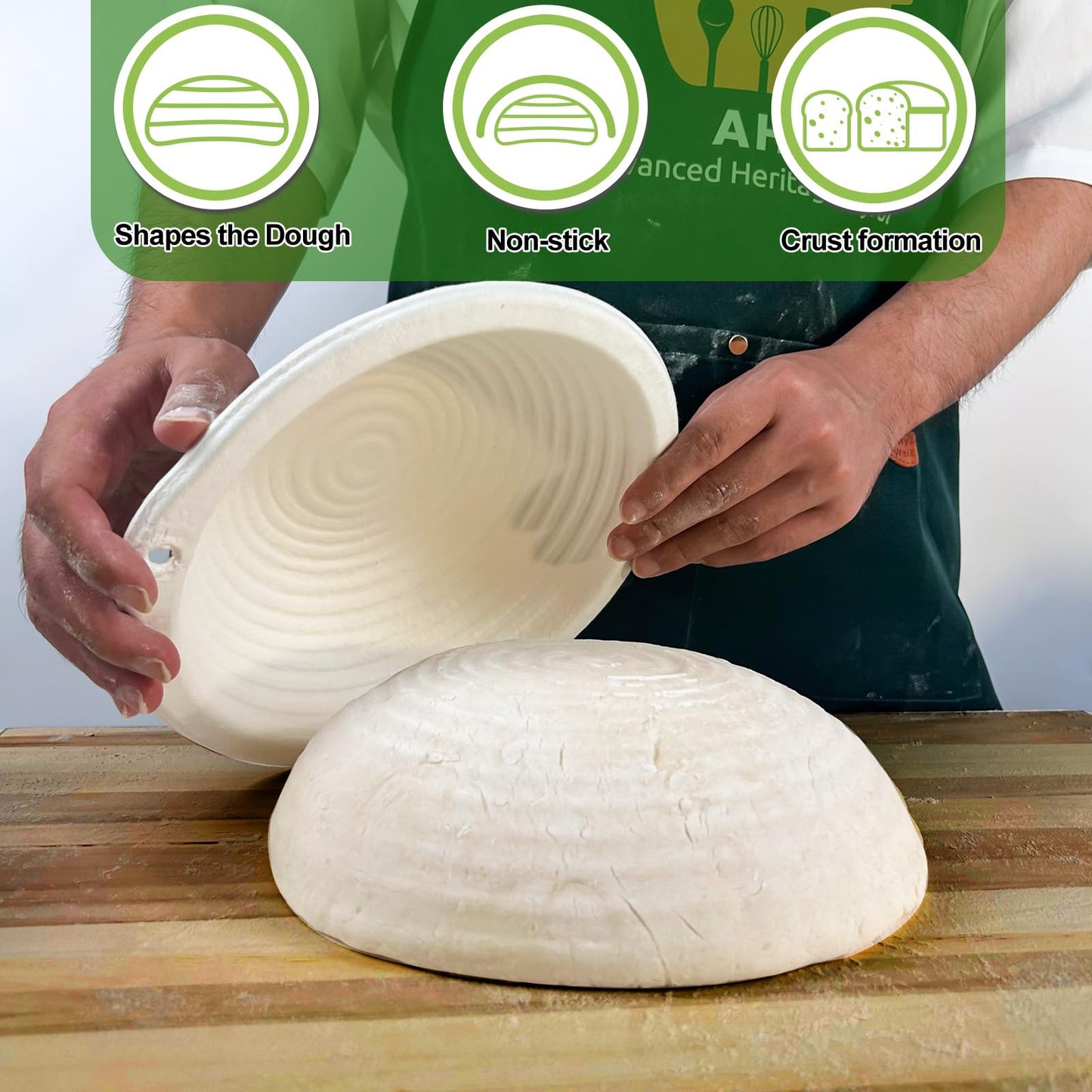 9 Inch Pulp Sourdough Banneton Bread Proofing Basket with 2 Liners, Round Pulp Banneton Bread Proofing Supplies, Reusable Sugarcane Fiber Cold Fermentation Basket Bowl for Homemade Baker Starter
