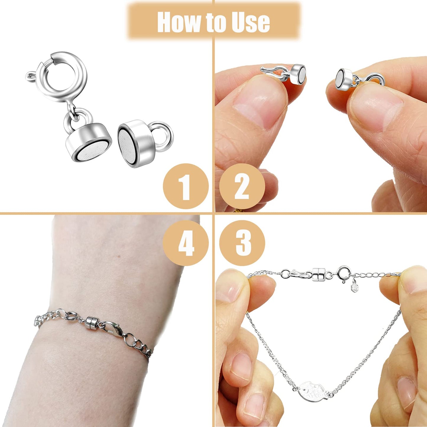 Necklace Clasps and Closures 14 K Gold and Silver Jewelry Converters for Bracelets Extender