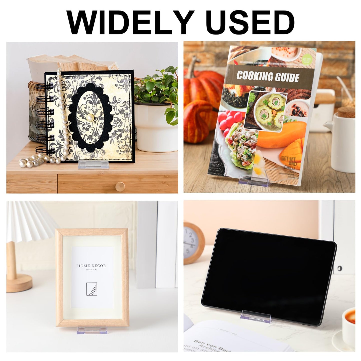 Memorywuu 12 Pack Acrylic Book Stand for Display Adjustable Clear Display Holder Easel Collector Stand for Home Office Back to School Comic Album CD Magazine Postcard Artworks (4.2 x 4.3 x 2.35 Inch)
