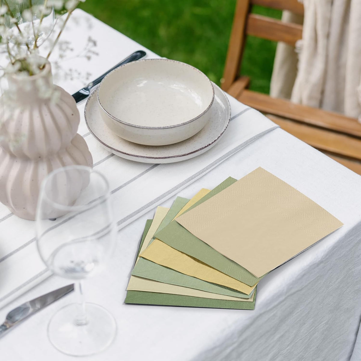 150 Pieces Sage Green Paper Napkins Cocktail Napkin Beverage Luncheon Napkins 2 Ply for Party Favors, 6 Colors
