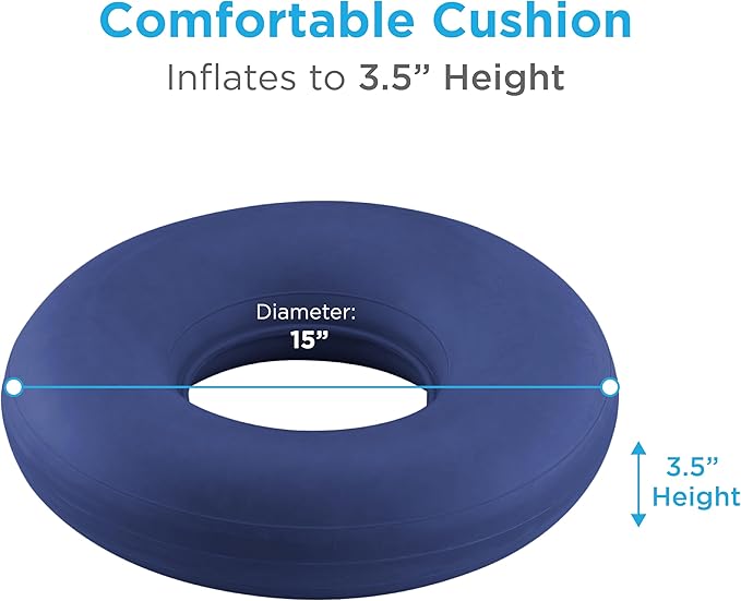 NOVA Inflatable Ring Seat Cushion, Inflatable Donut Cushion for Pressure Relief, Postpartum, BBL & Bedsore Recovery – Durable Rubber, Easy to Inflate/Deflate, Easy to Clean Blue, Bicycle Pump Required
