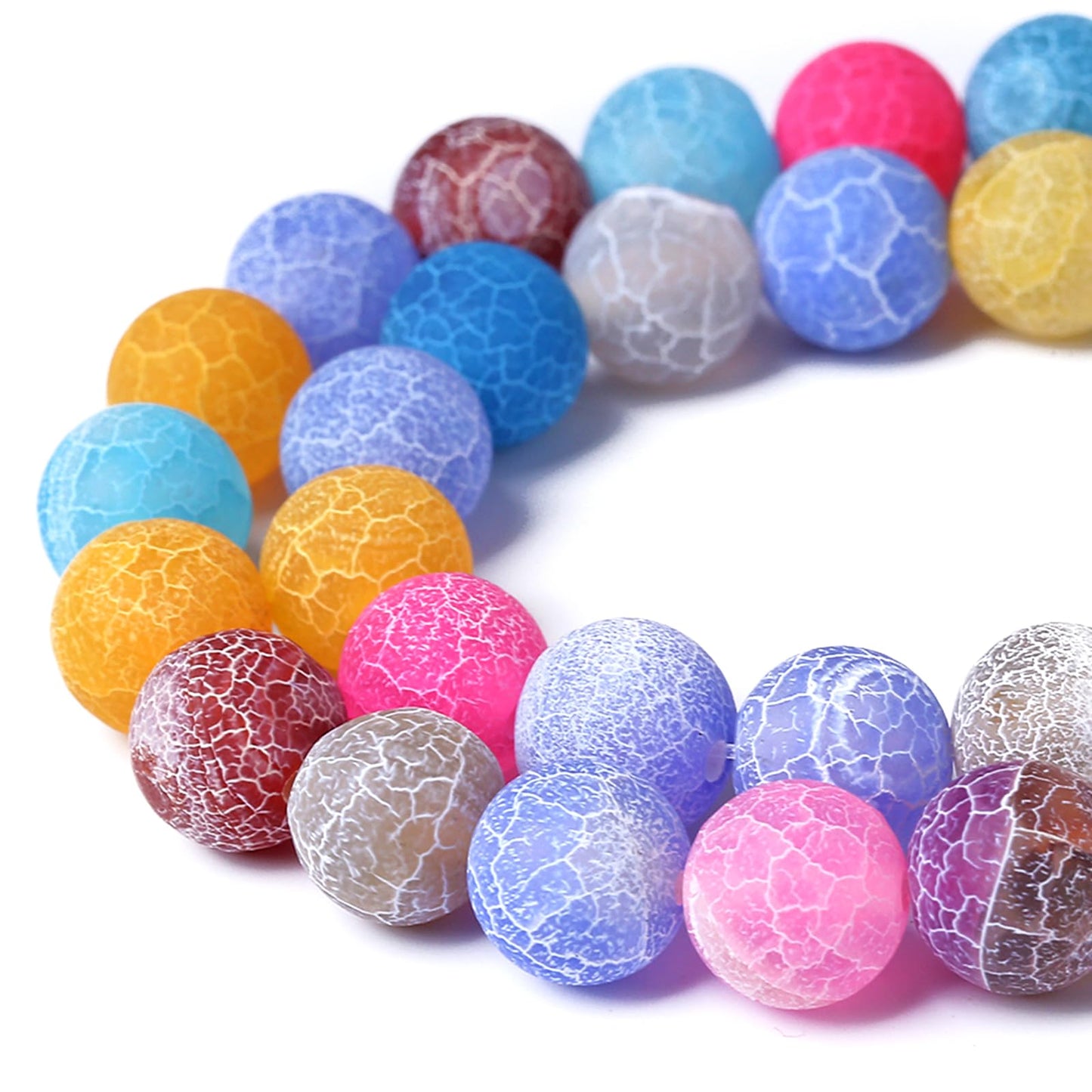 180pcs 4MM Natural Mixed Color Weathered Agate Stone Beads for Jewelry Making Round Gemstone Beads DIY Bracelet Necklace 2 Strands 32"